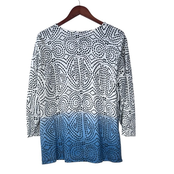 ALFRED DUNNER Woman Blue White Black Swirl Sequins Sweater Top Women's 2X - Picture 12 of 16